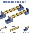Beefy Ground Bar Kit 10 Positions For Electrical Panels Brass Terminal Block With Blue Insulated Base
