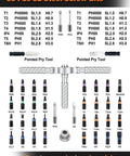 38 S2 steel screw bits with pry tools from 100-In-One Magnetic Ratchet Screwdriver Set With 88 Short And 6 Long S2 Steel Bits.