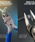 6 Piece Model Tools Kit With 4.3 Inch Precision Nipper and Craft Knife, close-up demonstrating cutting effect on plastic model