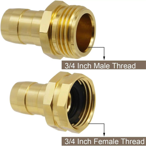 Durable Garden Hose Repair Kit For 3/4 And 5/8 Inch Hoses With Rust Resistant Aluminum Male Female Connectors, Stainless Steel Clamps And Extra Washers To Fix Leaks Fast On Faucets Or Sprinklers, 3/4 inch male and female thread connectors