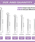 140Pcs Cotter Pin Assortment Kit With 6 Sizes M1.6x25mm M2.5x25mm M2.5x30mm M3.2x30mm M3.2x40mm M4x60mm displayed in packaging