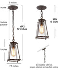 Modern Farmhouse Pendant Light For Kitchen Island In Bronze Finish With Seeded Glass Shade, dimensions and ceiling types