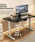 Heavy Duty Dual Motor Electric Standing Desk Adjustable Height Office Gaming Table with black top and sturdy steel frame.