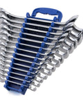 Premium 14 Piece Angle Head Open End Wrench Set In Chrome Vanadium Steel With Rust Resistant Mirror Finish, Angled Double Open Ends For Easier Access, This Go To Inch Size Set Covers From 3/8 To 1 1/4 Inch And Includes A Handy Storage Rack