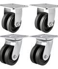 Tough As Nails 4 Inch Cast Iron V Groove Caster Set With Two Rigid And Two Swivel Rollers Double Row Ball Bearings Zinc Plated Plates