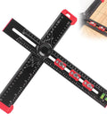 4-In-1 Aluminum Drilling Positioning Ruler 16 Inch Multifunctional T Square Ruler With Adjustable Marking Gauge, close-up view