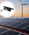 Heavy Duty 12V Linear Actuator Built Solid To Crush Heavy Loads Without Breaking A Sweat Featuring Fast Stroke Speed And Industrial Grade Steel For Any Rigged Up Project on solar panel rooftop with wind turbines.
