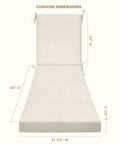 Comfy Outdoor Chaise Lounge Cushion With Removable Cover Water And Fade Resistant 3.5 Inch Thick Foam Support Weatherproof Patio Cushion In Heritage Bone 21.5 By 70 Inches For Relaxed Backyard Lounging