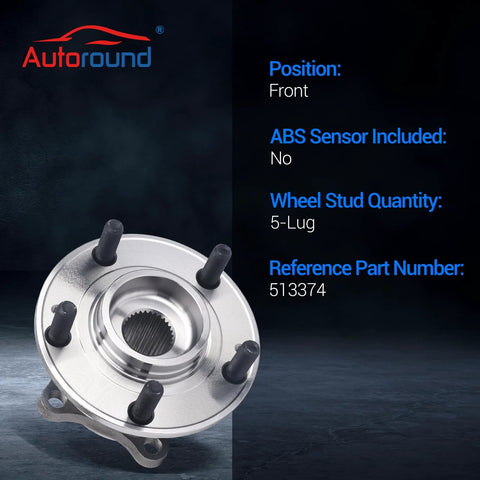 Beefed Up Front Wheel Bearing And Hub Assembly For 5 Lug Cars Compatible With Hyundai Sonata 2015 2019, front view
