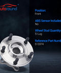 Front Wheel Bearing And Hub Assembly 5 Lug 513374 Direct Fit Compatible With Hyundai Sonata 2015 2019 Tucson 2016 2021 Veloster N