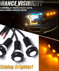 Dope Three Piece LED Front Grille Marker Lights With Projector Lens Assembly illuminating at night on a truck.