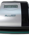 Real Deal Electronic Time Recorder With Battery Backup And Atomic Clock Sync, No Fuss Payroll Time Stamp showing digital display.