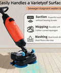 Cordless 18 Inch Walk Behind Floor Scrubber With Dual Brushes, 120 Minute Battery Power, 360 Degree Rotating Head