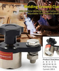 Beefy Magnetic Welding Ground Clamp 200A With Switchable On Off Control shown with welder in background