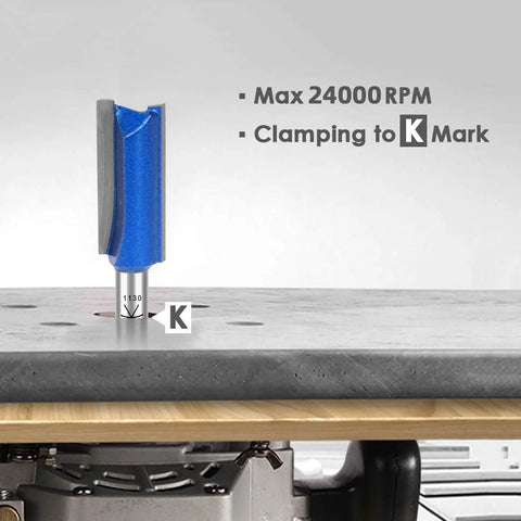 Plus Double Flute Straight Router Bit Set With 1/4 Inch Shank Includes 1/4, 5/16, 3/8, 1/2 Diameter Bits Updated C3 Carbide inserted in table