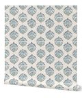 Sick Periwinkle Matte Wallpaper With Subtle Linen Texture featuring floral pattern, ideal for kitchens and bathrooms.
