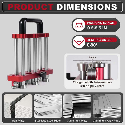 Three Station Sheet Metal Bender Edge Roller For Standing Seam Roofing Tools with 0-90 degrees bending range, aluminum body.