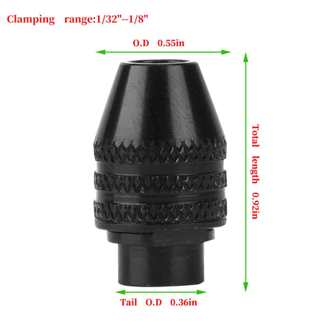 3-Pack Quick Change Multipro Keyless Chuck For Rotary Tools 1/32 Inch To 1/8 Inch Shank Compatibility, Easy Bit Swaps, black design