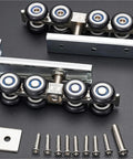 Heavy Duty Cold Rolled Steel Sliding Door Hardware Kit For Wooden Closets With Eight Smooth Rolling Wheels And Hangers Easy Glide Roller