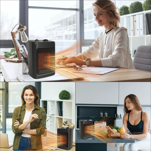 Two In One Portable Space Heater With 1500W And 1000W Settings, Quiet Ceramic Heater With Integrated Fan Heats Up To 200 Sq Ft For Bedroom Or Office