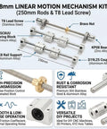 8x8 Lead Screw Shaft Kit With 304 Stainless Steel Guide Rods And SC8UU Bearing Blocks For 3D Printers And CNC Machines diagram