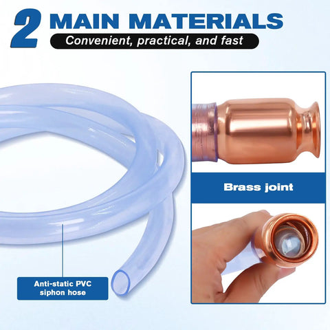 Heavy Duty 3/4 Inch Auto Siphon Hose Tube With 6 Foot Long Flexible Reach, anti-static PVC with brass joint for quick liquid transfers.