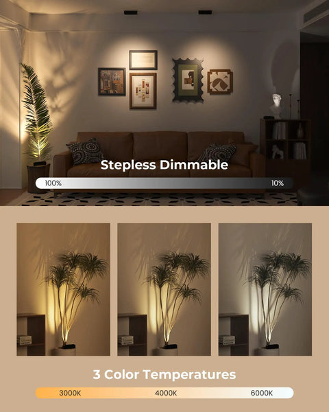 Indoor Spotlight Kit With Daily Auto Timer, 5500mAh Rechargeable Picture Lights, wireless dimmable LED uplighting for plants and wall art
