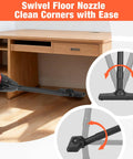 Grab And Go Cordless Handheld Vacuum With 20V Rechargeable Battery And Wet Dry Suction showing swivel floor nozzle for cleaning corners.