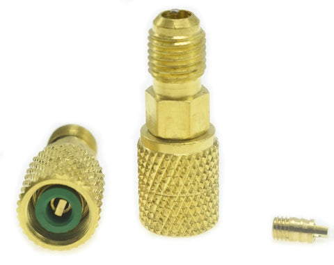 Three Way AC Diagnostic Manifold Gauge Set For Freon Charging Fits R410A R22 R404A Refrigerants With 60 Inch Hoses And Quarter Inch Thread Two Quick Couplers For HVAC And Auto AC Maintenance DIY Friendly brass quick coupler adapter