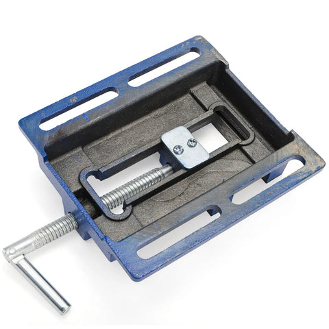 Top view of Drill Press Vise For Real World Makers, 4 Inch Jaw Opening Machinist Vise, Boss Tough Heavy Duty Steel Low Profile Bench Clamp.
