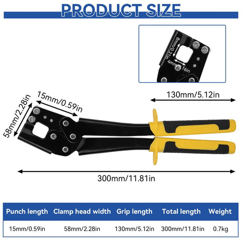 Heavy Duty Steel Stud Crimper Pliers Framing Tool For Fixing Light Steel Keels With 0.5-0.8mm Wall Thickness Hole Punch Included