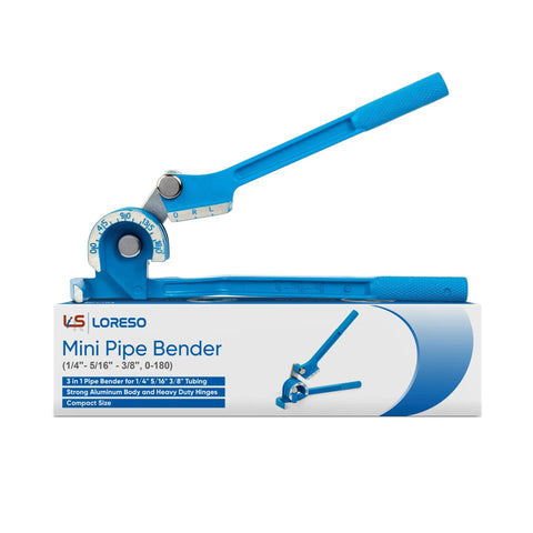 3 In 1 Tube Bender For 1/4 In, 5/16 In, 3/8 In Tubing - Manual Copper, Brass, Aluminum And Thin Steel Pipe Bender With 0 To 180 Degree Angles, Heavy Duty Steel Construction, EZ Bend Tool on box display