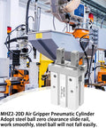 20mm Bore Air Gripper Pneumatic Cylinder, Parallel Style Aluminum Alloy Body in automated industrial system background