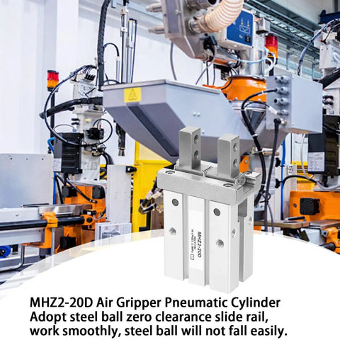 20mm Bore Air Gripper Pneumatic Cylinder, Parallel Style Aluminum Alloy Body in automated industrial system background