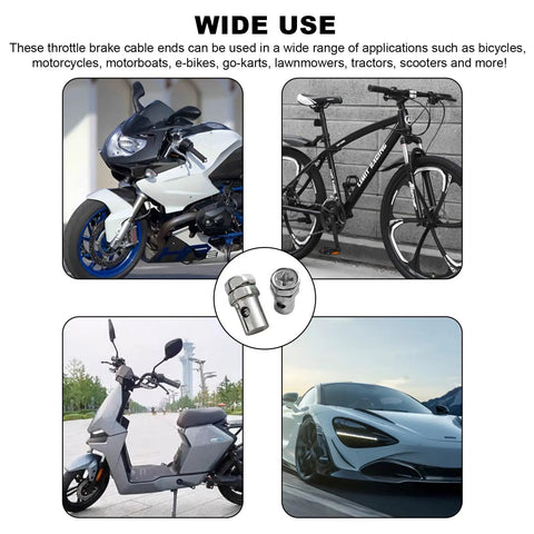 Beefy Universal Throttle And Brake Cable Ends Kit 20 Pack With One Eighth Inch Stop Clamps And Clutch Locks for bikes and scooters
