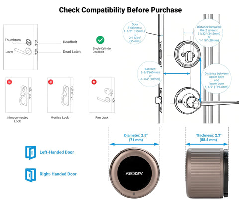 Smart Lock Retrofit For Your Deadbolt In Minutes With Built In Wi Fi Keyless Entry, App Remote Control, Auto Lock, Door Ajar Alerts, 300 Day Battery, Alexa Compatible, No Drill Installation, Antique Bronze Finish compatibility guide