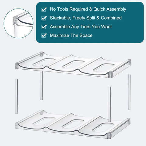 Stackable Water Bottle Organizer Holder For Large Tumblers Fits Big Bottles Three Tier Clear Wine Rack Style Cup Holder disassembled