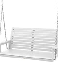 Two Seat Outdoor Porch Swing Bench With Chains All Weather Construction Real Wood Look Garden Or Courtyard Swing For Patio Supports Up To 660 Pounds 4 Feet Wide White