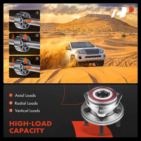 2 Front Wheel Bearing And Hub Assembly 5 Lug Fit For Jeep Wrangler TJ 2000 To 2006 And Cherokee 1999 To 2001 High Load Capacity
