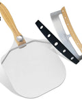 ALLTOP metal pizza peel 12x14 inch with wooden handle; includes two 14 in rocker cutters (2-pack)