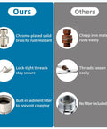 All Metal Shower Head Swivel Ball Joint Adapter For Solid Brass Adjustable Shower Arm Connector And Extension, Universal Showerhead Connector, Brushed Nickel Finish, No Leak Design, Heavy Duty, Leak-Free Performance, chrome-plated brass adapter with filter