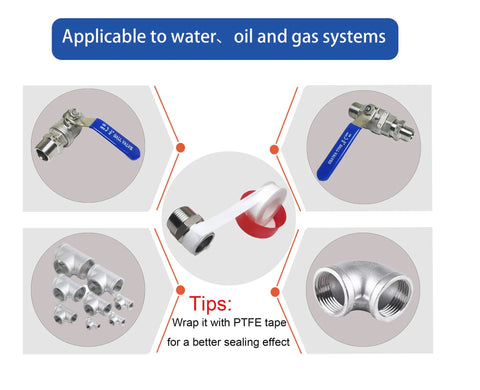 POTONZ 1/4-in stainless steel male-to-male NPT hex nipples (pack of 2) with PTFE tape