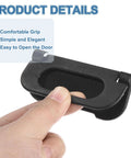 Hand holding Recessed Flush Pull Door Handle Set 2 Pack Invisible Pull Handles in bright black iron finish, showing easy grip feature.