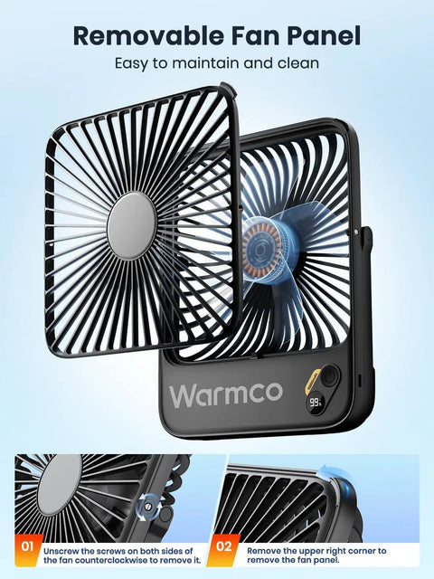Removable panel of 10000mAh Portable Travel Fan 7 Inch All Day Battery Life Up To 24 Hours Ultra Thin Quiet Rechargeable Desk Fan