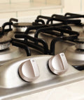 Gas Range Burner Knob Set No Fuss Replacement For GE Cafe Series Stovetop 5 Pack WB03X32194 WB03T10329 4920893 on stove