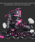 Adjustable Light Up Inline Skates For Kids Teens And Adults With Triple Protection Laces Strap And Buckle Smooth Comfort Boot