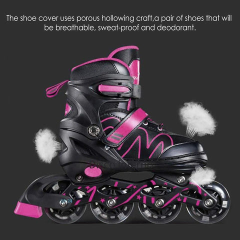 Adjustable Light Up Inline Skates For Kids Teens And Adults With Triple Protection Laces Strap And Buckle Smooth Comfort Boot