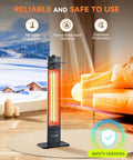 Go To Outdoor Infrared Patio Heater 1500W 36 Inch Tower with Safety Features in Living Room