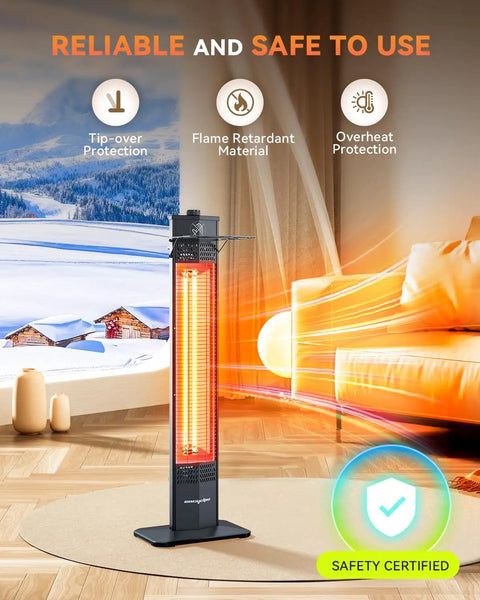 Go To Outdoor Infrared Patio Heater 1500W 36 Inch Tower with Safety Features in Living Room