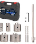 Sollar 11-piece concrete hole saw kit with SDS Plus & MAX shanks, metal core bits in a hard storage case